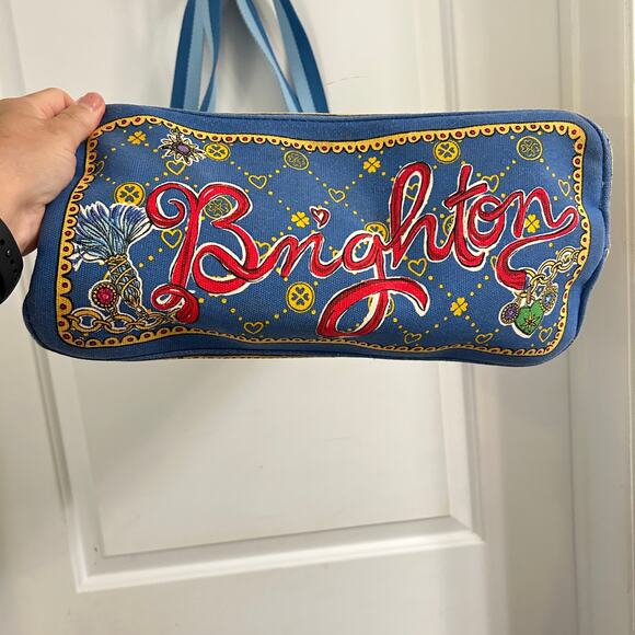 Brighton Large Glittering Love Canvas Tote Jewels Keep Your Spirits Bright 14x16 - Picture 5 of 12